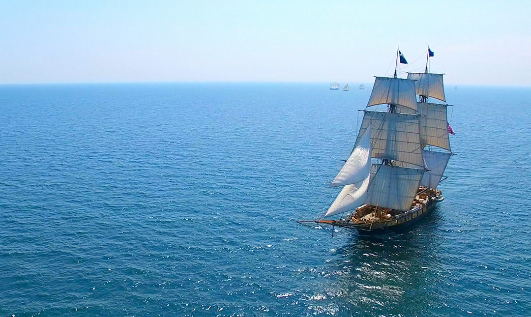 Sailing vessel on the ocean