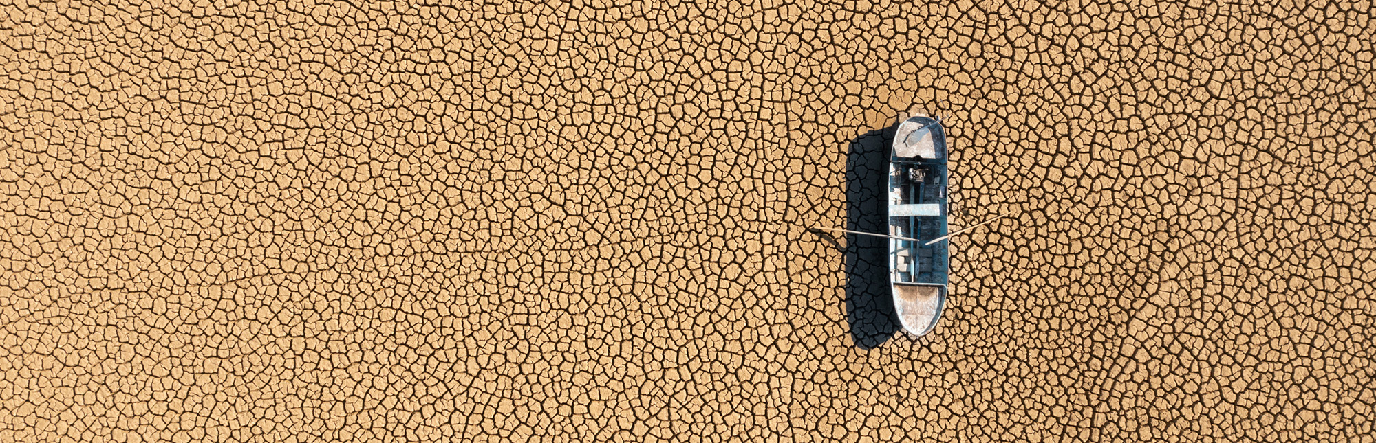 Boat on a dried up waterway