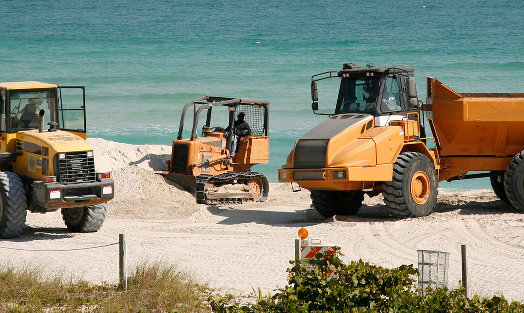 Tractors on a beach