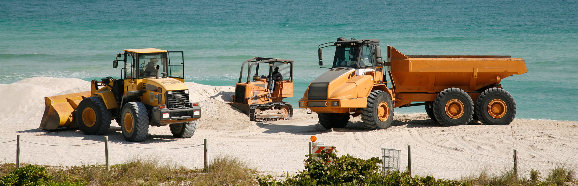 Tractors on a beach